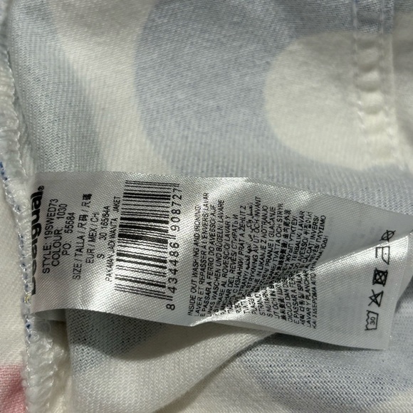 DESIGUAL Sz S Trucker Style Jacket Oversized Canvas Large Colourful Letters - Picture 9 of 9